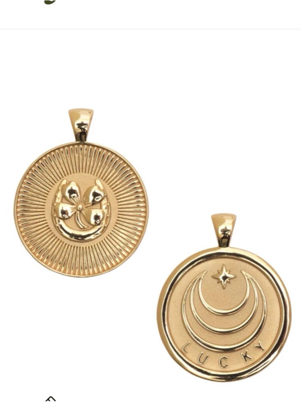 Jane Win LUCKY Small Pendant Coin 14k Gold Plated with Chain - Picture 5 of 6